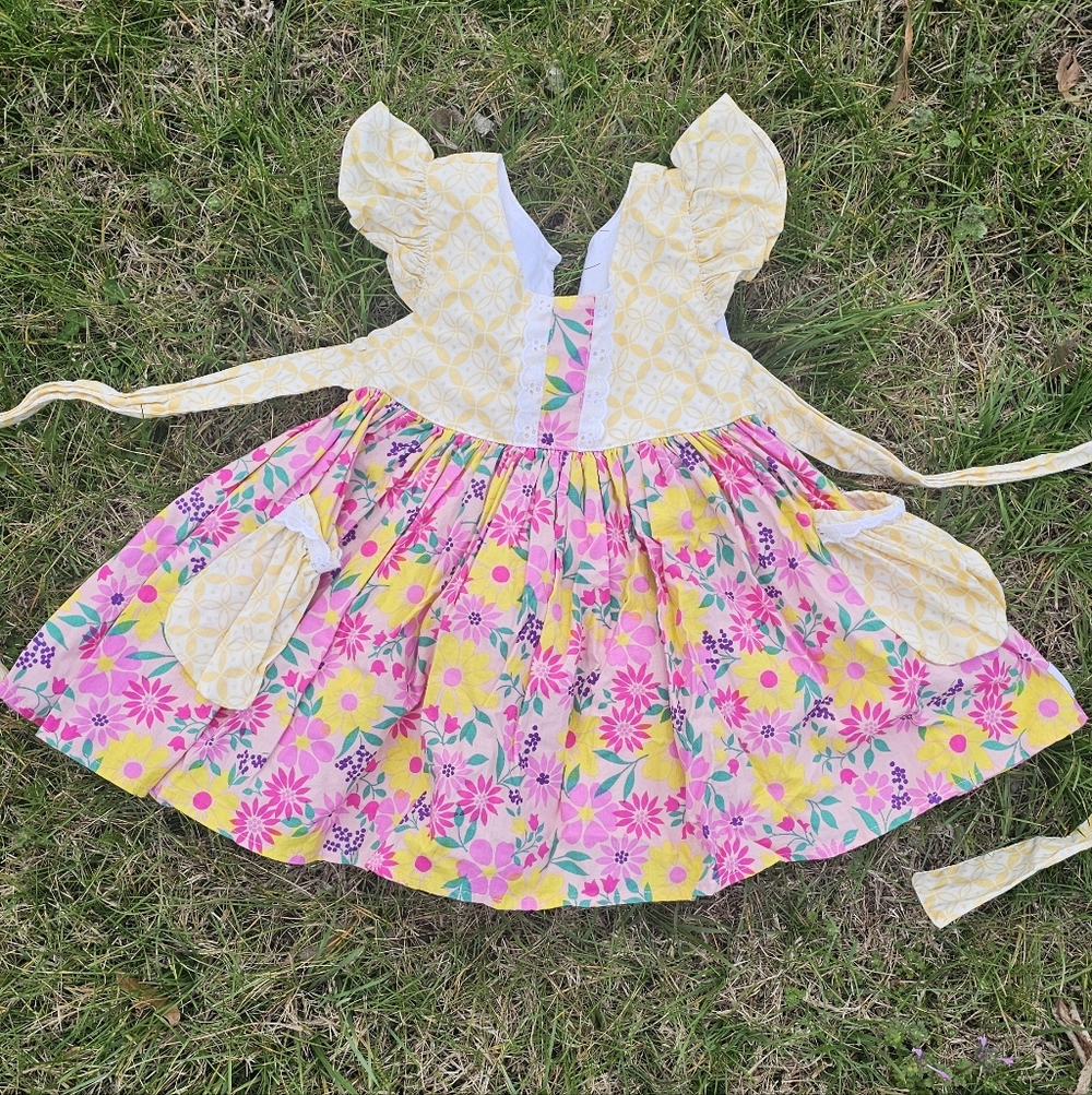 Floral Pink and Yellow Girls' Dress